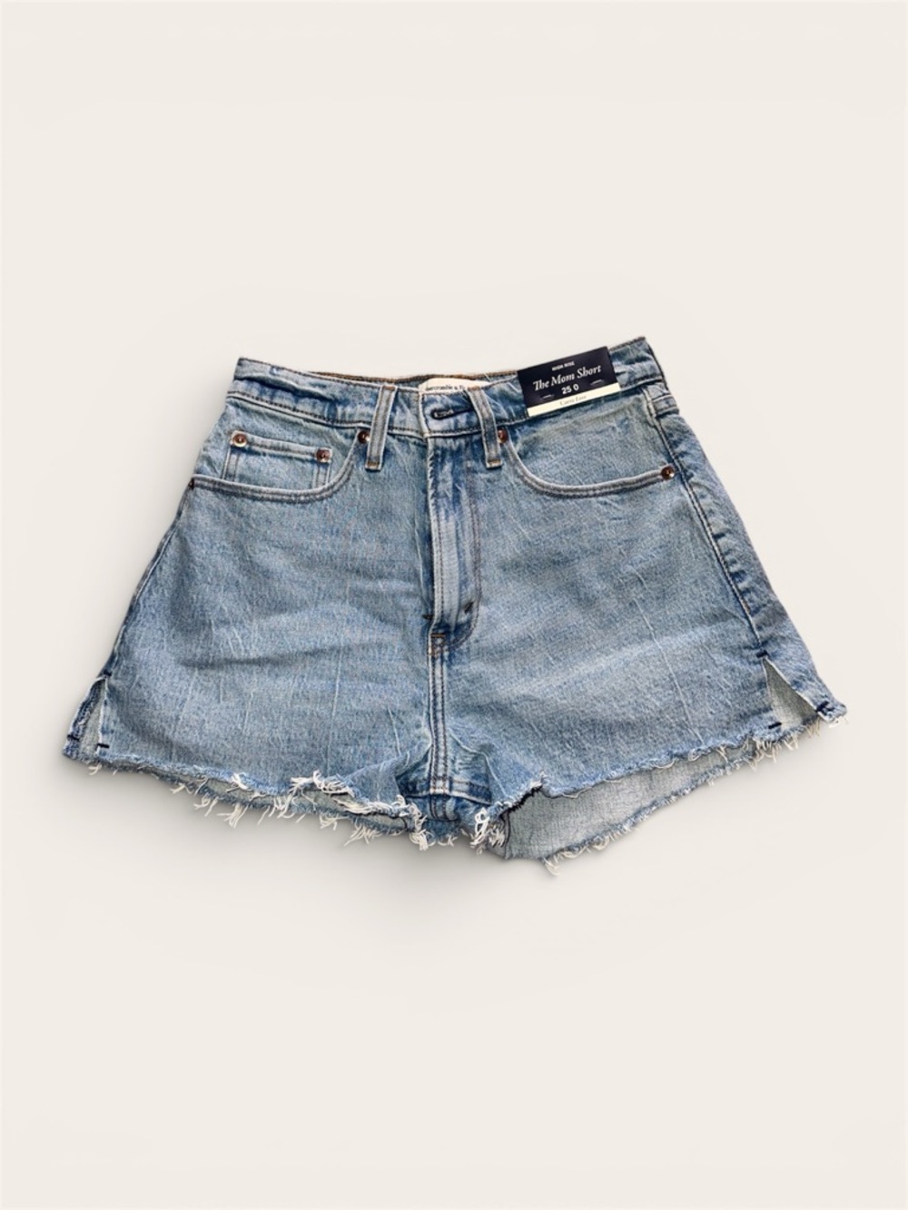 Abercrombie & Fitch Light Blue Distressed Denim Curve Love Mom Shorts Size 0/25